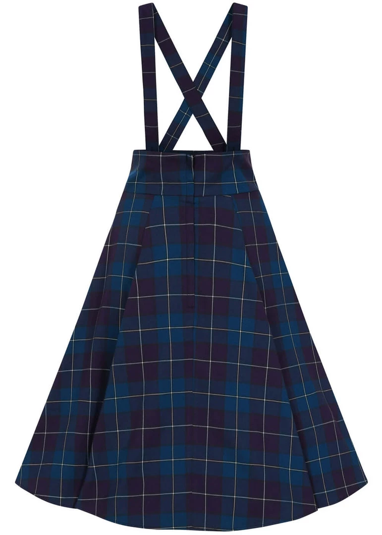 Collectif Alexa Mermaid Check 40's Swing Skirt Teal New In