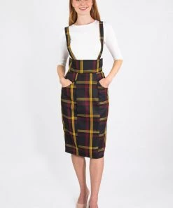 New In Collectif Alexa Giles Check 40's Pencil Skirt Multi