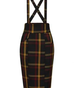 New In Collectif Alexa Giles Check 40's Pencil Skirt Multi