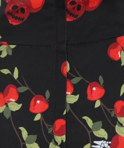 New In Collectif Alexa Deathly Apples 50's Pencil Skirt Black
