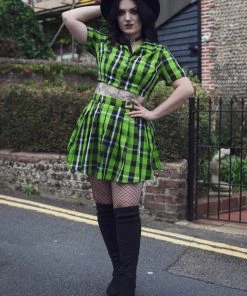 New In Collectif Daria Frogs Breath 60's Mini Skirt Green