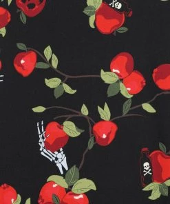 New In Collectif Cassie Deathly Apples 50's Swing Skirt Black