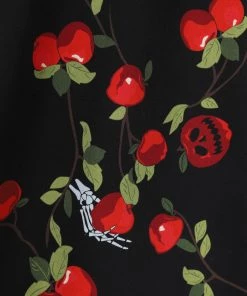 New In Collectif Cassie Deathly Apples 50's Swing Skirt Black