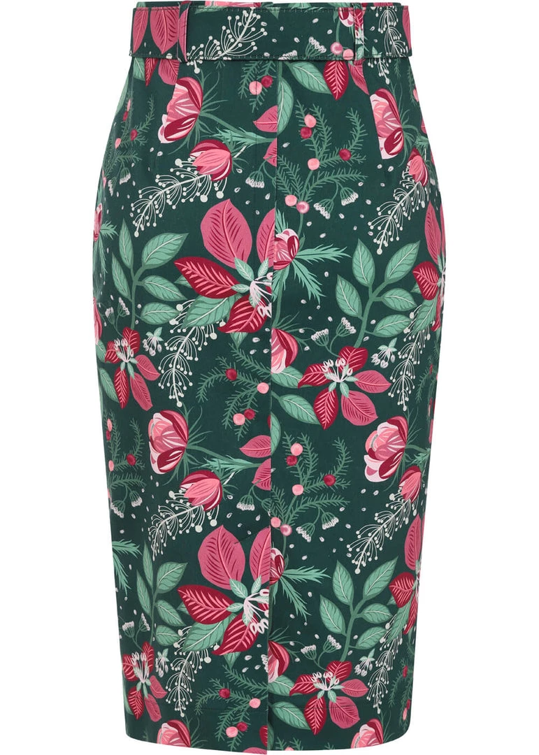New In Collectif Juanita Escapist Floral 50's Pencil Skirt Multi
