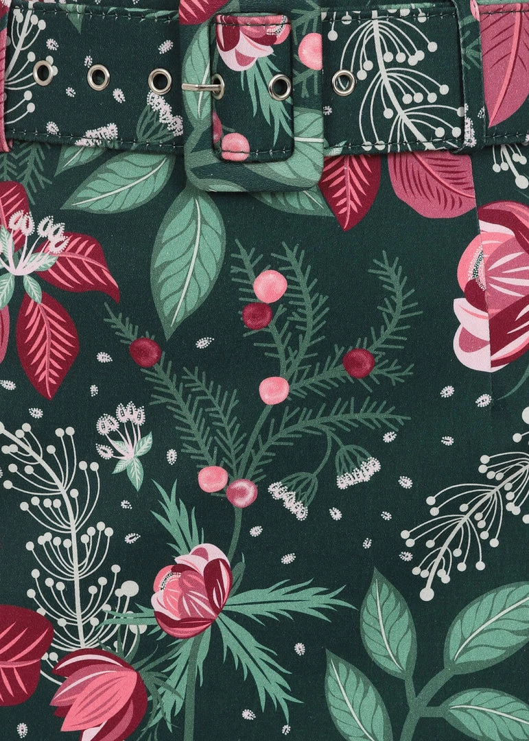 New In Collectif Juanita Escapist Floral 50's Pencil Skirt Multi