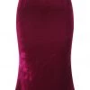 Collectif Lover Velvet Heart 50's Pencil Skirt Wine New In