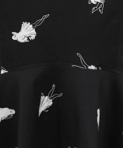 Collectif Winifred Pinup Ghouls 50's Fishtail Skirt Black White New In