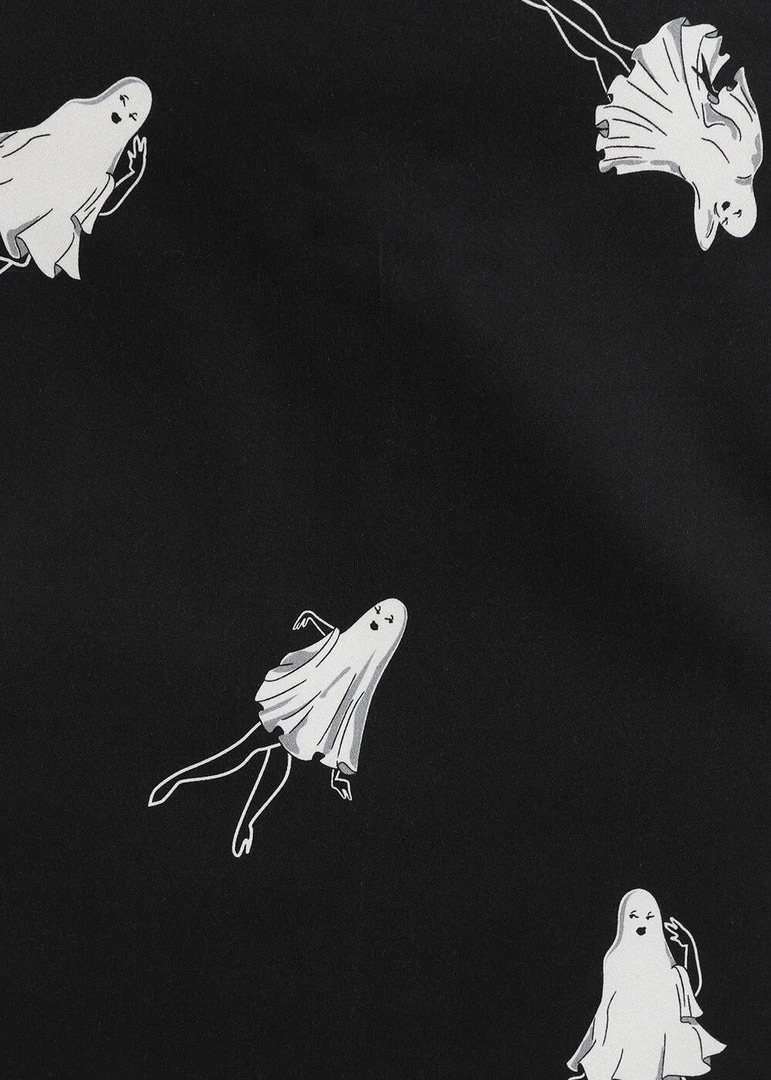 Collectif Winifred Pinup Ghouls 50's Fishtail Skirt Black White New In