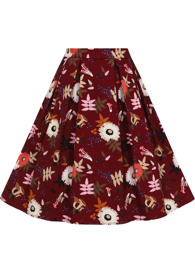 Collectif Marilu Forest Floor 50's Swing Skirt Wine
