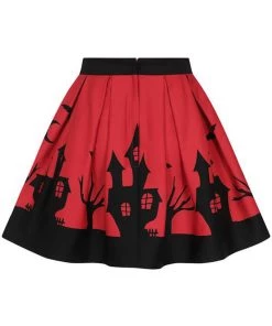 Collectif Marilu Haunted House 60's Skater Skirt Red