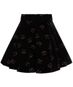 Collectif Adore Pumpkin Glitter 60's Skater Skirt Black Orange New In