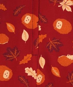New In Collectif Silvia Hedgehog & Leaves 50's Swing Skirt Red