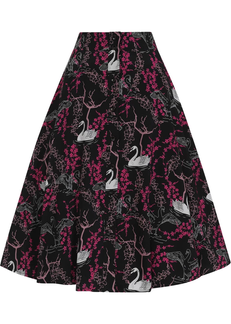 Collectif Megan Swan Forest 50's Swing Skirt Black New In