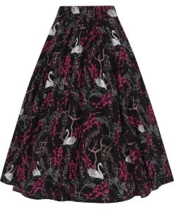 Collectif Megan Swan Forest 50's Swing Skirt Black New In