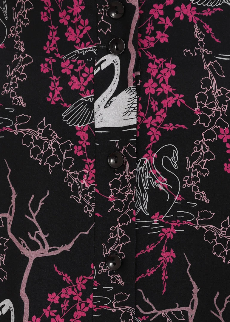 Collectif Megan Swan Forest 50's Swing Skirt Black New In