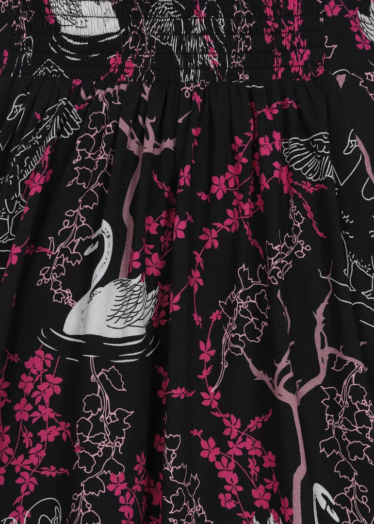 Collectif Megan Swan Forest 50's Swing Skirt Black New In