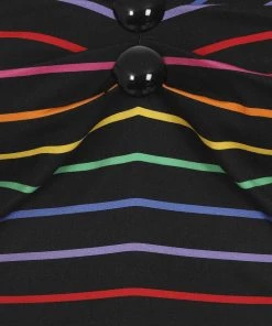 Collectif Dolores Dark Rainbow 50's Top Black Multi New In