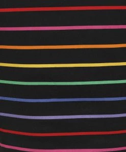 Collectif Dolores Dark Rainbow 50's Top Black Multi New In