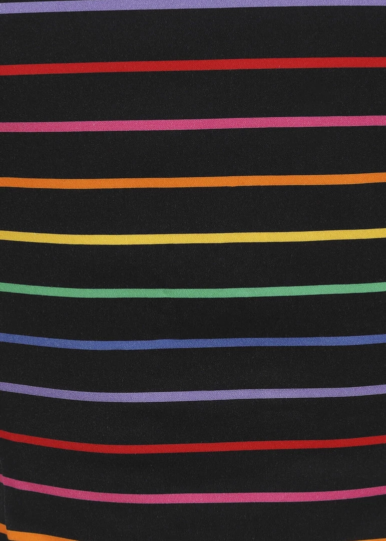 Collectif Dolores Dark Rainbow 50's Top Black Multi New In