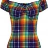 Collectif Dolores Rainbow Check 50's Top