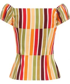 Collectif Dolores Alternate Stripe 50's Top Multicolour New In
