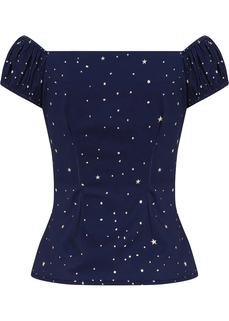 Collectif Dolores Magic Stars 50's Top Navy Blue