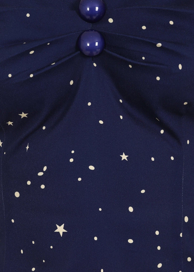 Collectif Dolores Magic Stars 50's Top Navy Blue