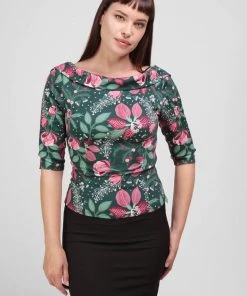 New In Collectif Cordelia Escapist 40's Floral Top