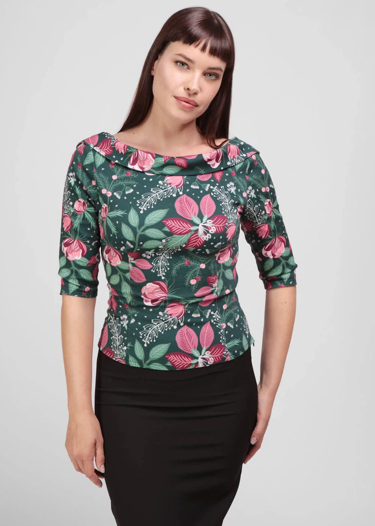 New In Collectif Cordelia Escapist 40's Floral Top