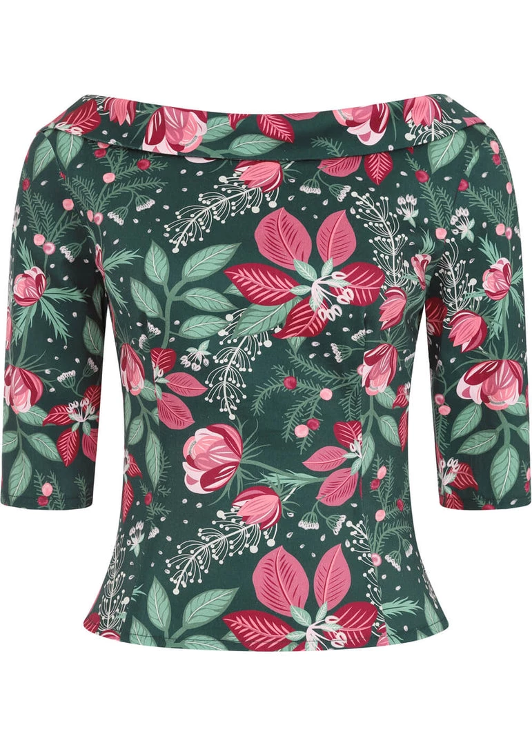 New In Collectif Cordelia Escapist 40's Floral Top