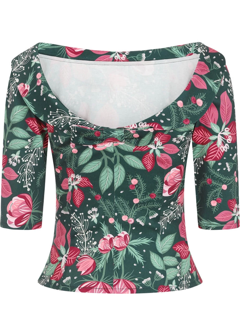New In Collectif Cordelia Escapist 40's Floral Top