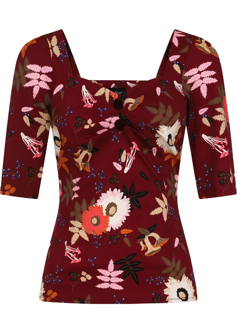 New In Collectif Dolores Forest Floor 50's Top Wine