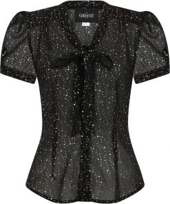 Collectif Tura Little Stars 40's Blouse Black New In