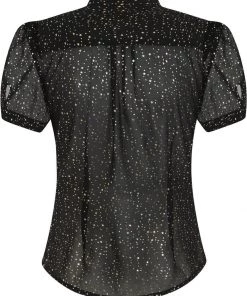 Collectif Tura Little Stars 40's Blouse Black New In