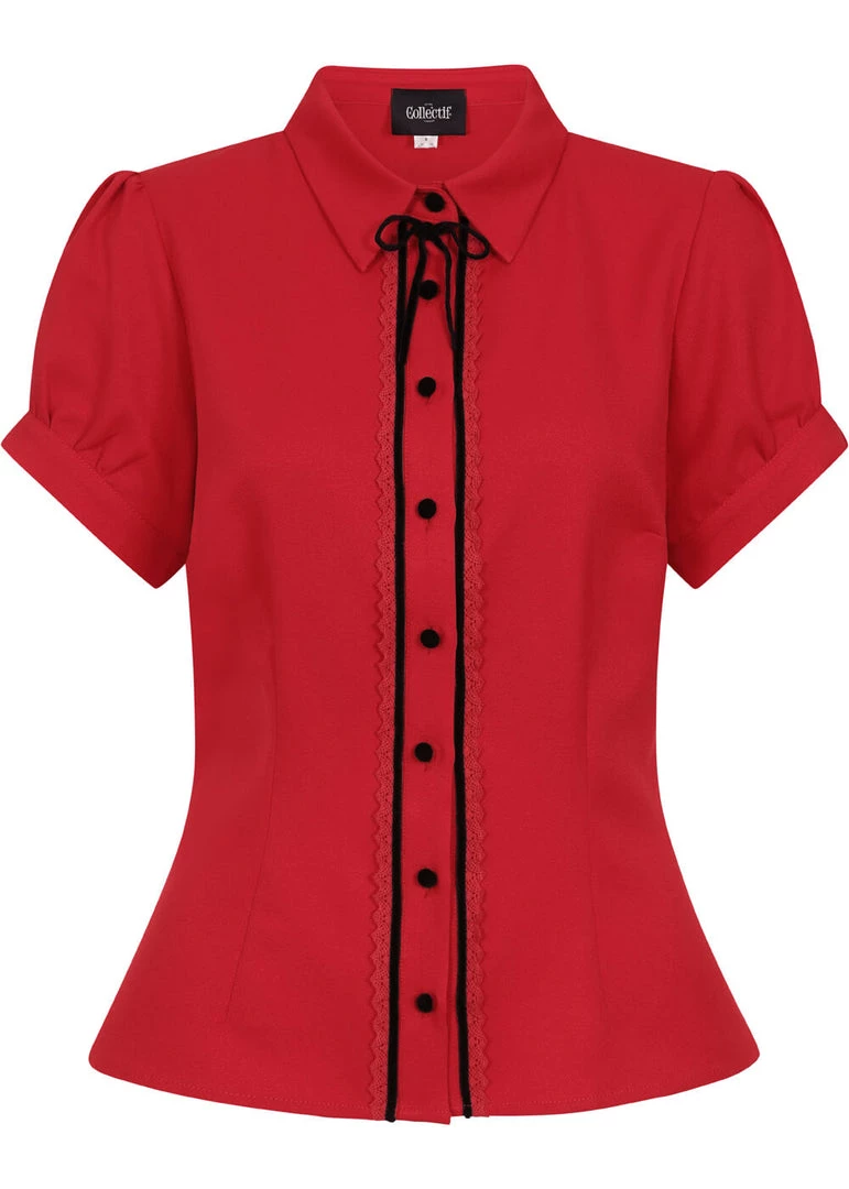 New In Collectif Bryonny 40's Blouse Red