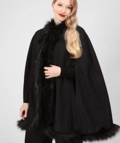 Collectif Kori Faux Fur 40's Cape Black New In