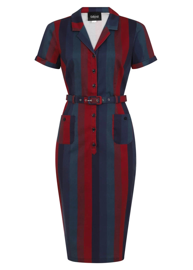 New In Collectif Caterina Jewel Stripe 50's Pencil Dress Multi