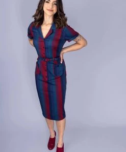New In Collectif Caterina Jewel Stripe 50's Pencil Dress Multi