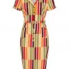 New In Collectif Caterina Alternate Stripe 50's Pencil Dress Multi