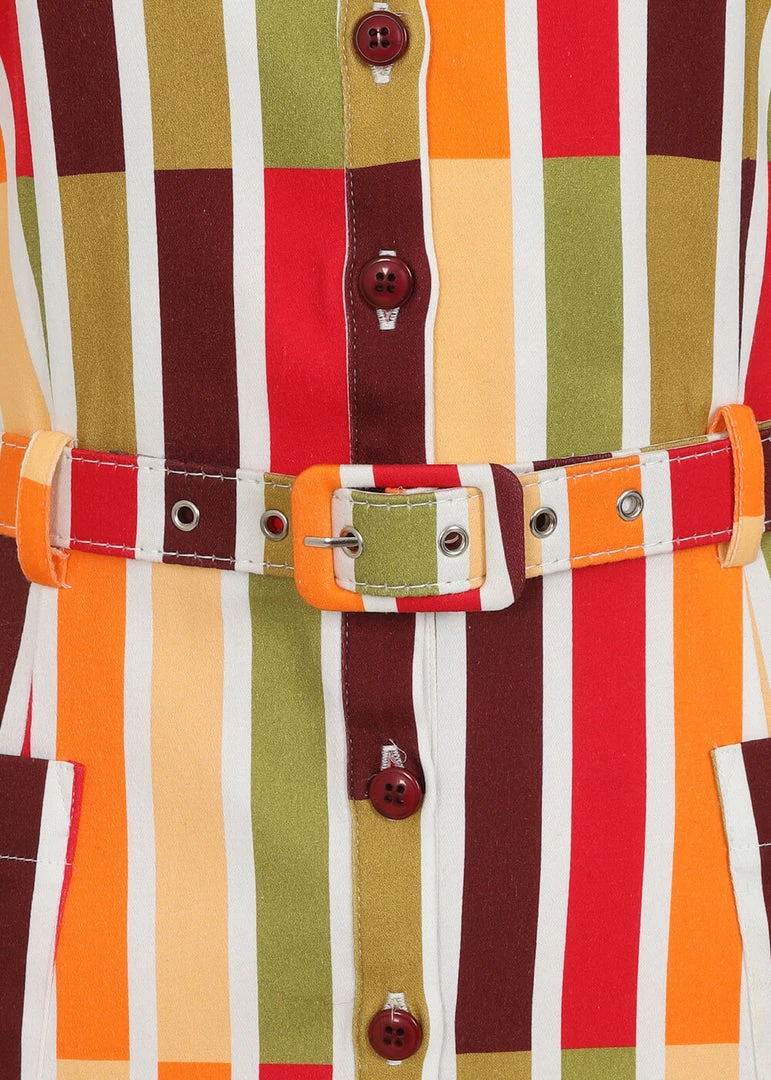 New In Collectif Caterina Alternate Stripe 50's Pencil Dress Multi