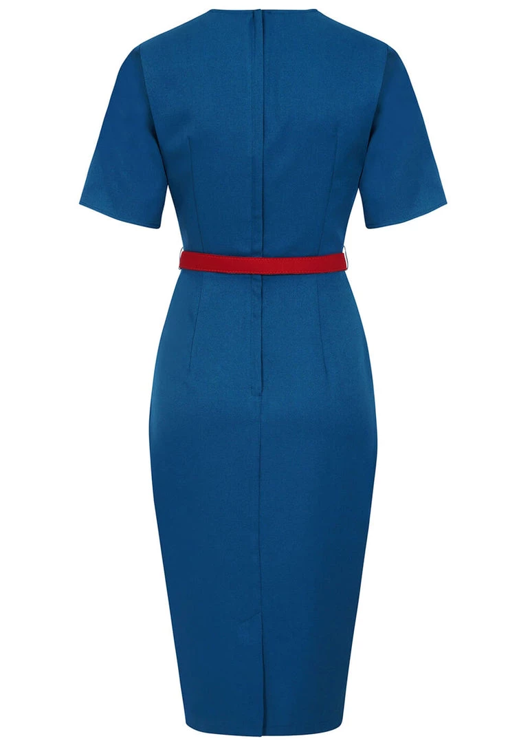 Collectif Aleksi 50's Pencil Dress Petrol New In