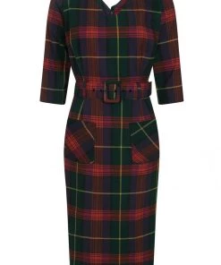 New In Collectif Cerere Etude Check 40's Pencil Dress Multi