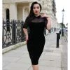 Collectif Wednesday Velvet 50's Pencil Dress Black New In