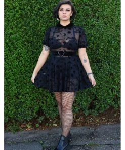 Collectif Ana Ouija Mesh 60's Skater Dress Black