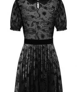 Collectif Ana Ouija Mesh 60's Skater Dress Black