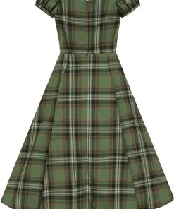 New In Collectif Dolores Dales Check 50's Swing Dress Green