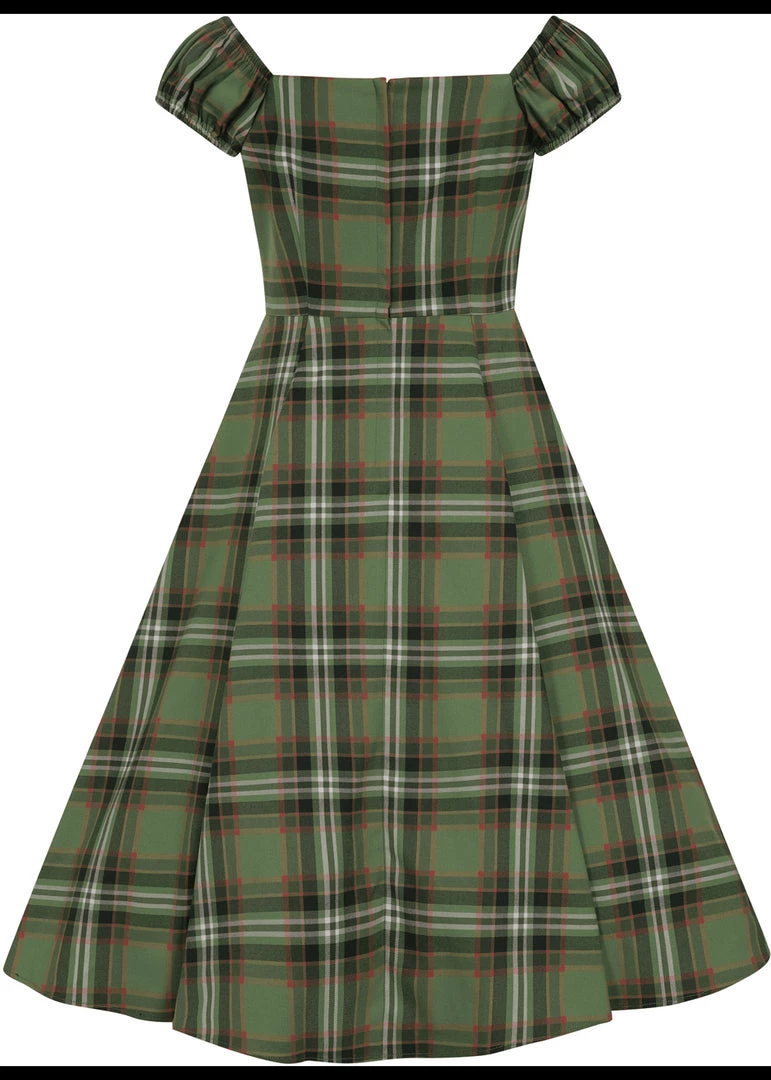 New In Collectif Dolores Dales Check 50's Swing Dress Green