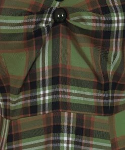 New In Collectif Dolores Dales Check 50's Swing Dress Green
