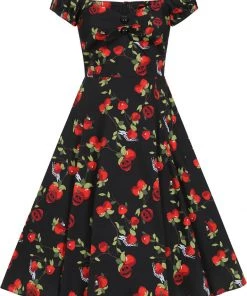 Collectif Dolores Deathly Apples 50's Swing Dress Black