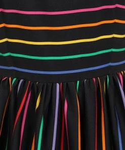 Collectif Amber-Lea Dark Rainbow 50's Swing Dress Multi New In